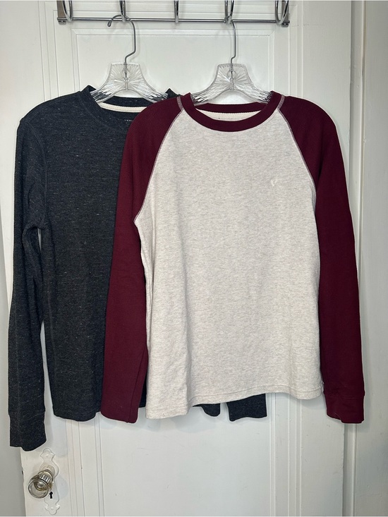 American Eagle Outfitters Other - American Eagle Outfitters Cream and Burgundy Raglan and Grey waffle knit flannel